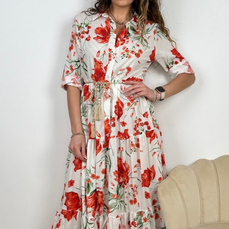 ABITO SEM IDIONA LUNGO COLLO CAMICIA MAN 3/4 COTONE