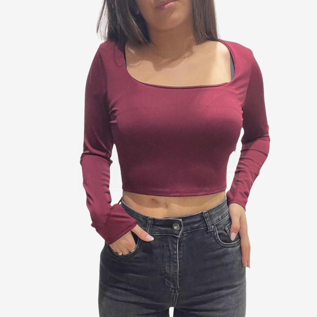 TOP SEM LARA MANICA LUNGA SCOLLO QUADRATO