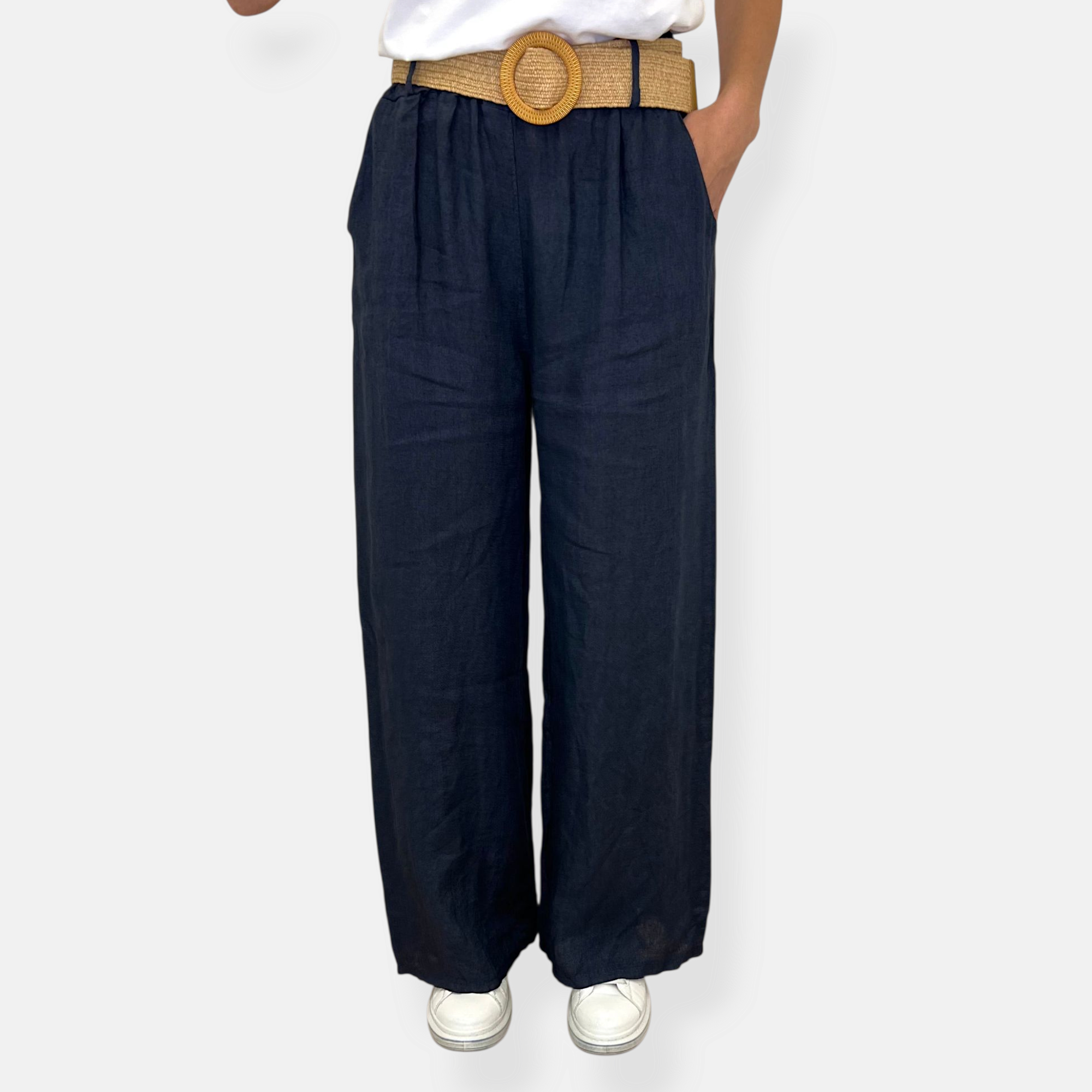 PANTALONE PALAZZO 100X100 LINO TINTA UNITA