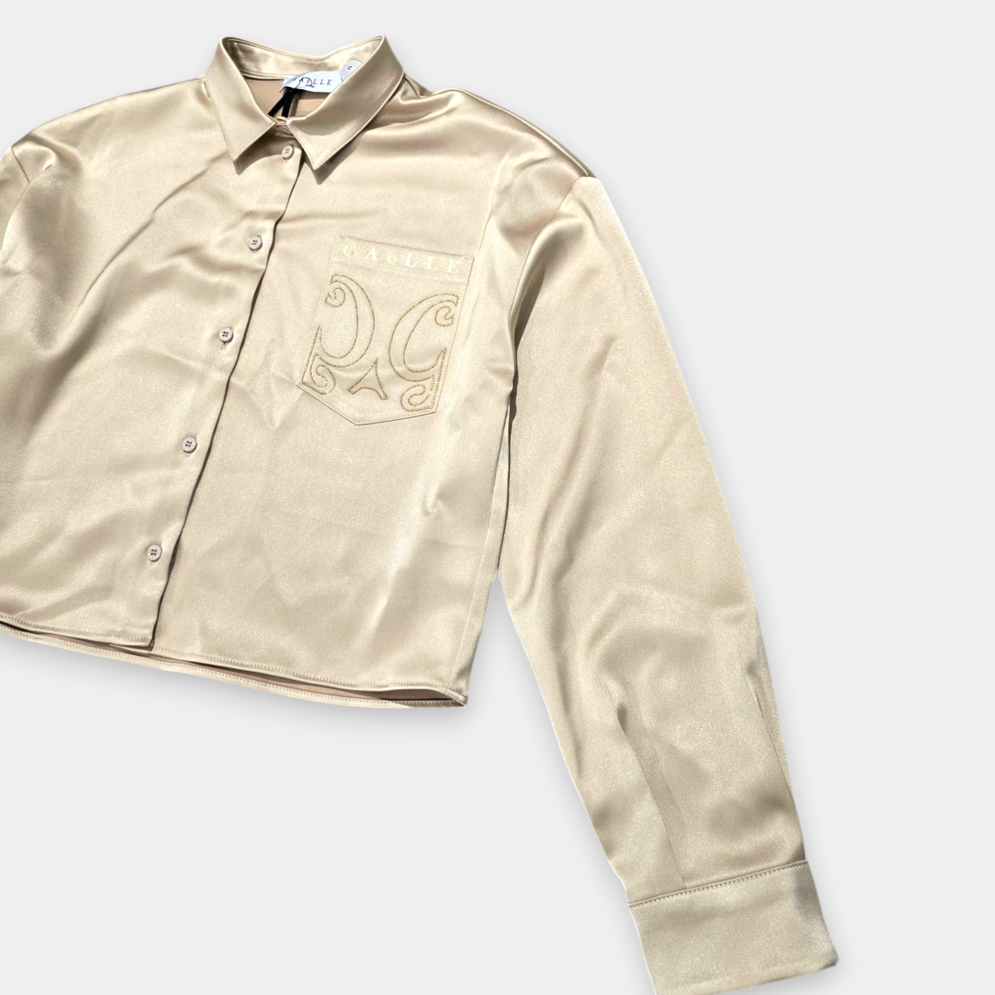 CAMICIA CROP GAELLE STRASS PLUS COLLO MANICA