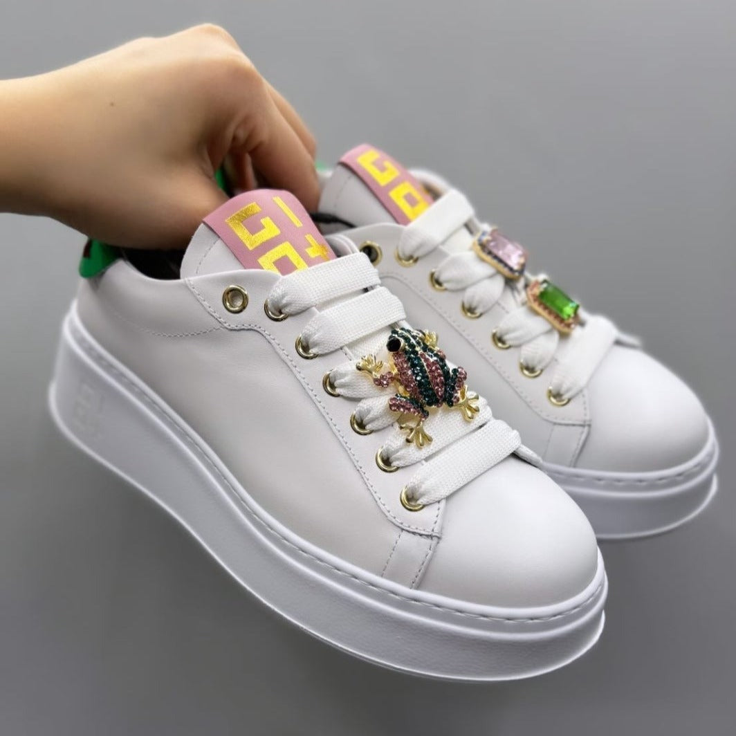 SNEAKERS PIA GIOPIU' WHITE GREEN ROSA RANOCCHIA