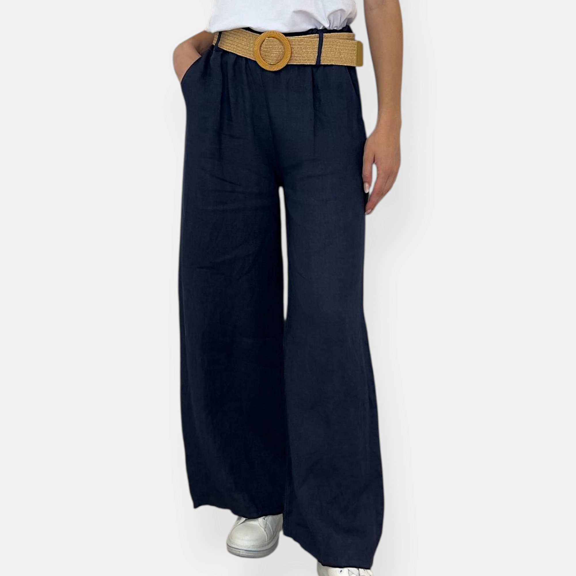 PANTALONE PALAZZO 100X100 LINO TINTA UNITA