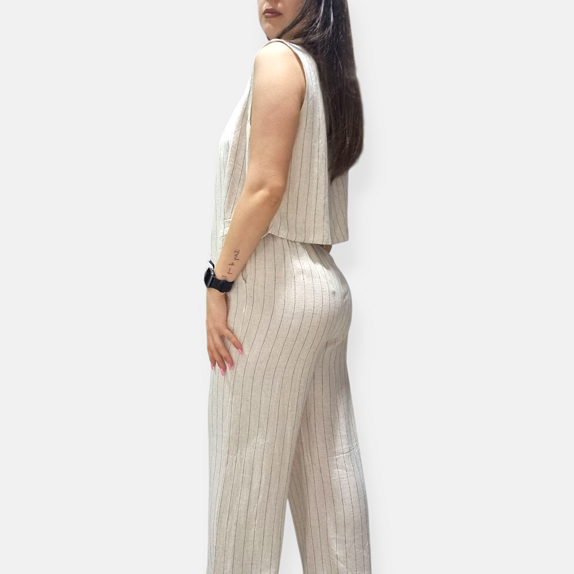 COORDINATO GILET E PANTALONE PALAZZO GESSATO