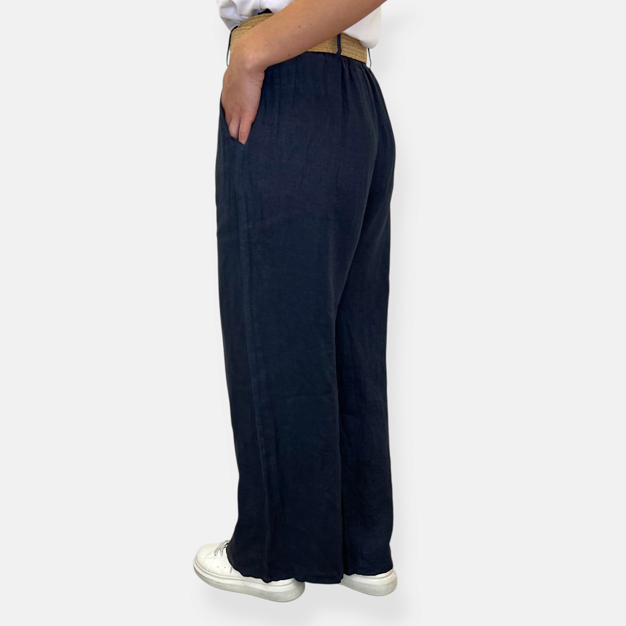 PANTALONE PALAZZO 100X100 LINO TINTA UNITA