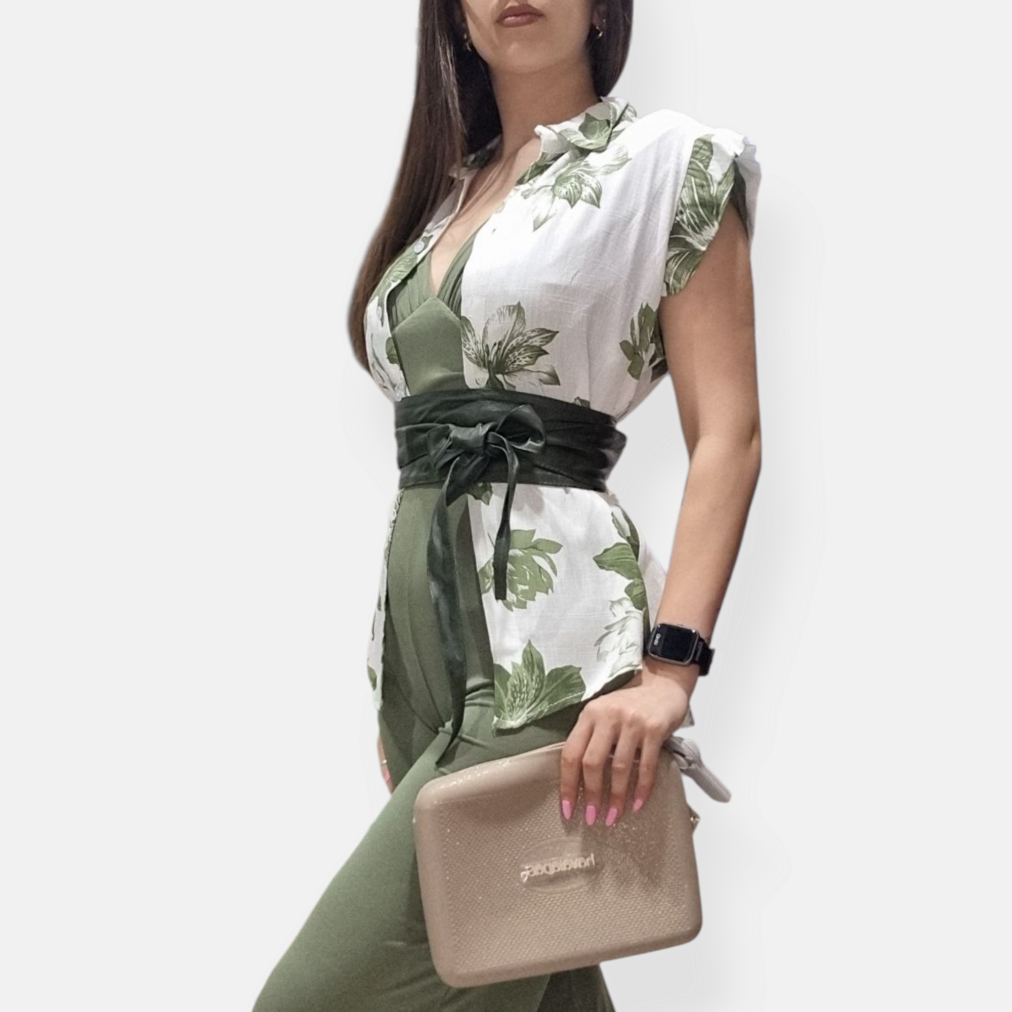 CAMICIA BLUSA SMANICATO LINO FLOREALE