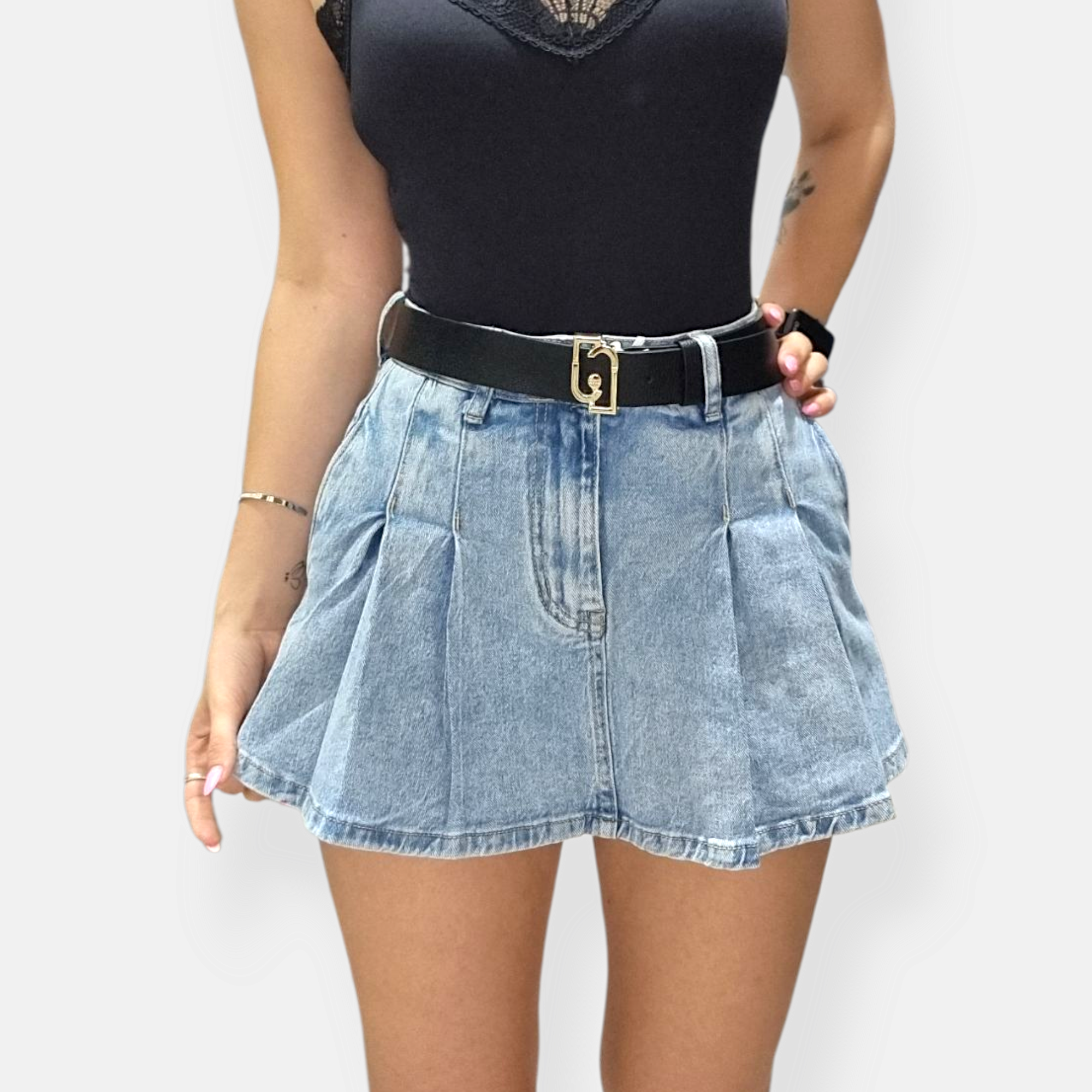 GONNA PANTALONCINO TASCHINO CON PENCES