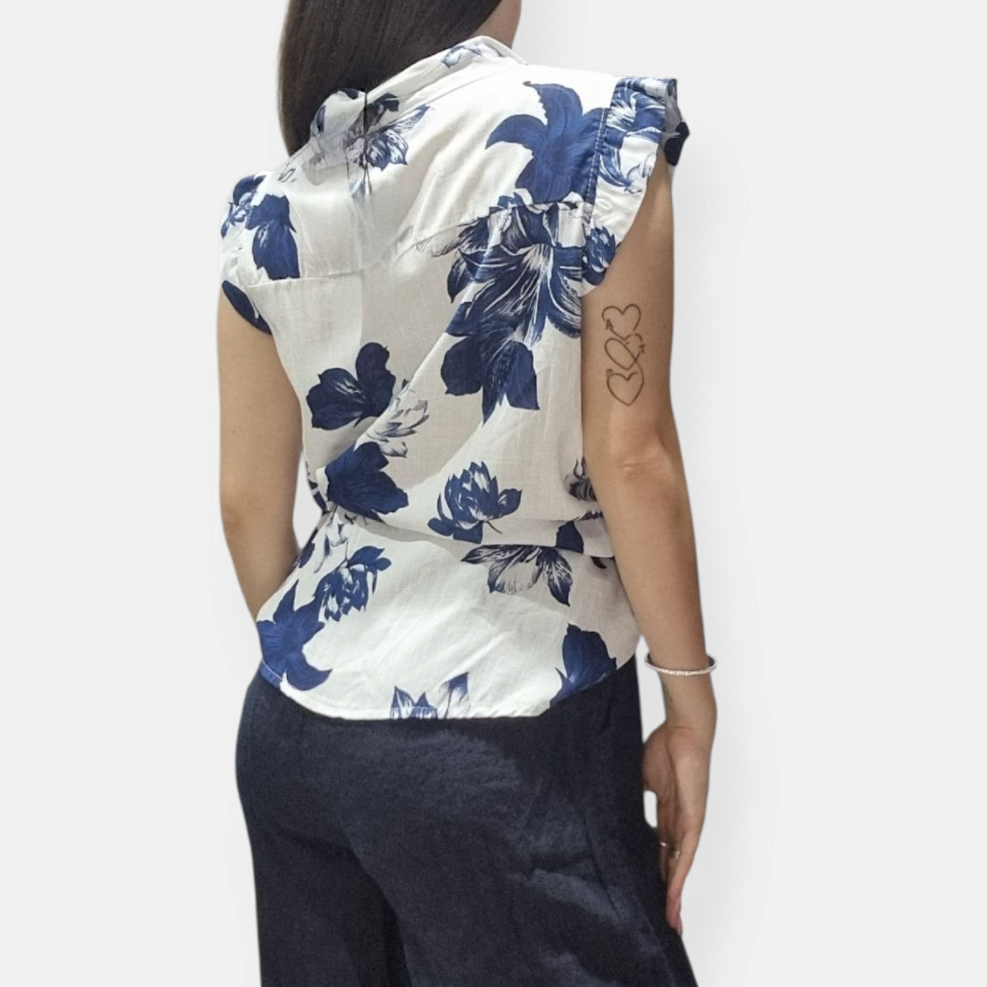 CAMICIA BLUSA SMANICATO LINO FLOREALE