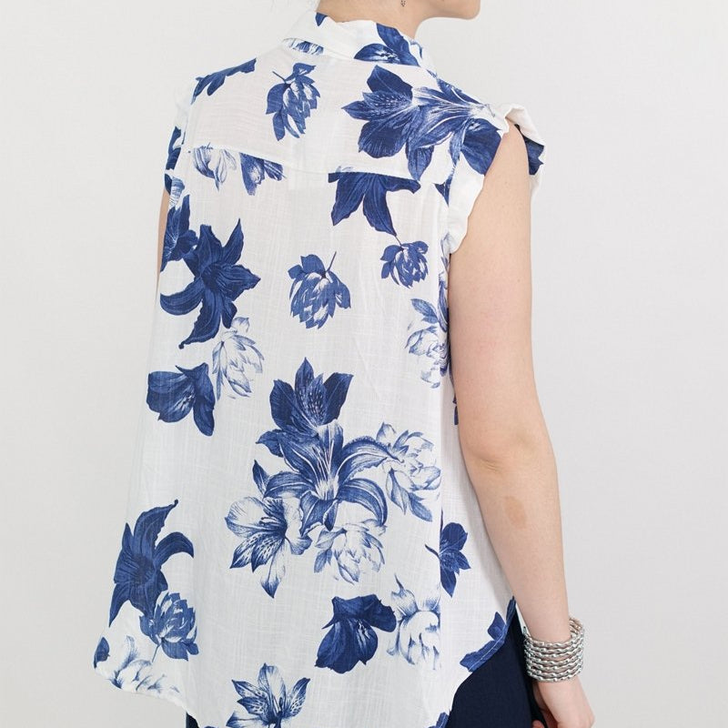 CAMICIA BLUSA SMANICATO LINO FLOREALE