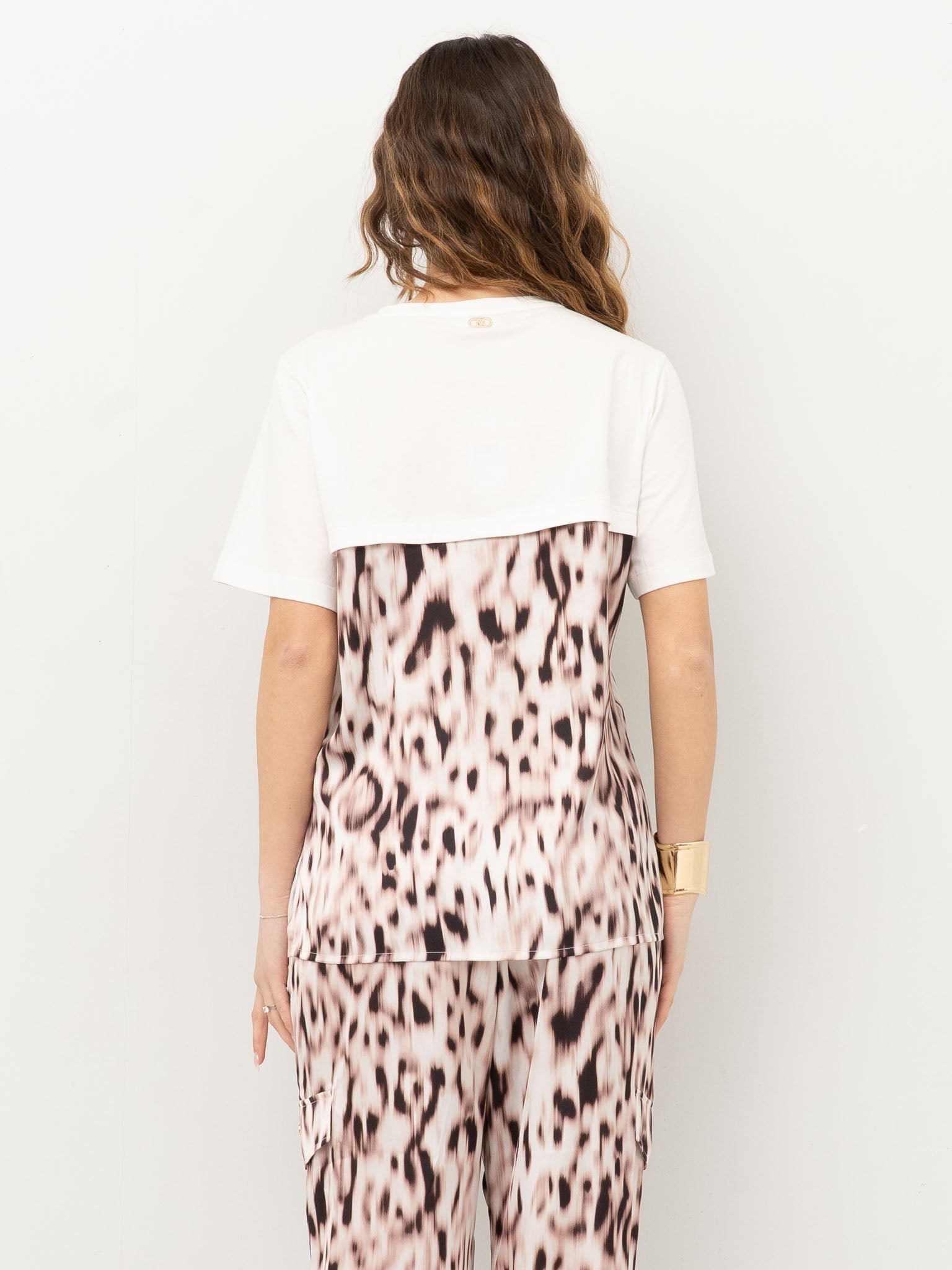 TSHIRT LIUJO MC COLOR BLOCK SCOLLO FORATO