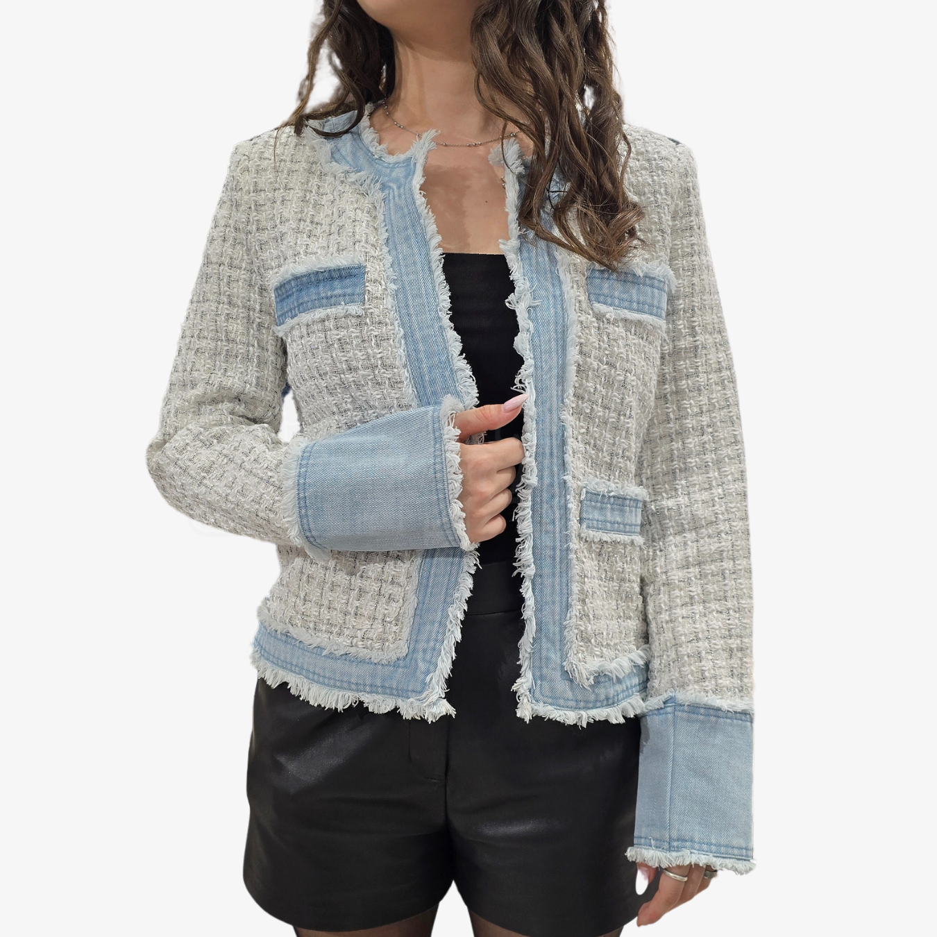 GIACCA SEM BRENDA CHANELLINA BOUCLÈ EFFETTO FRANGIATO LUREX