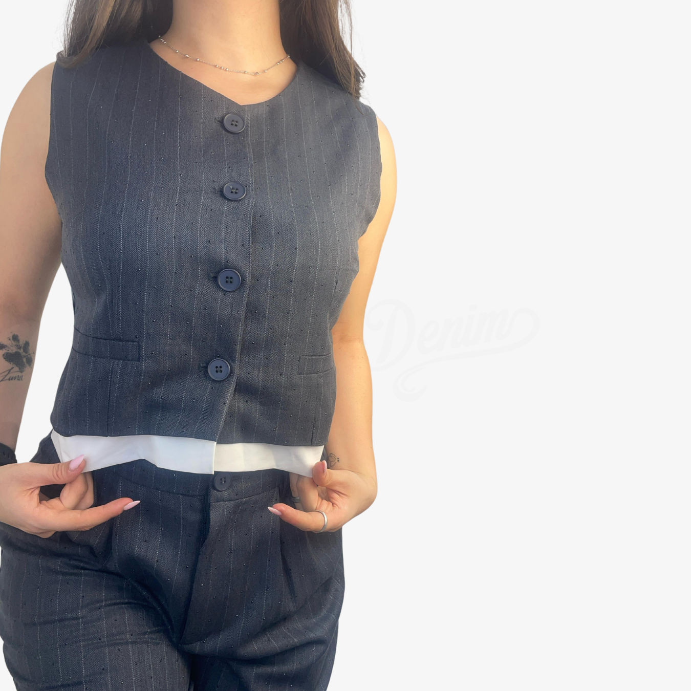 COORDINATO GILET SEM ADELAIDE GESSATO STRASSATO