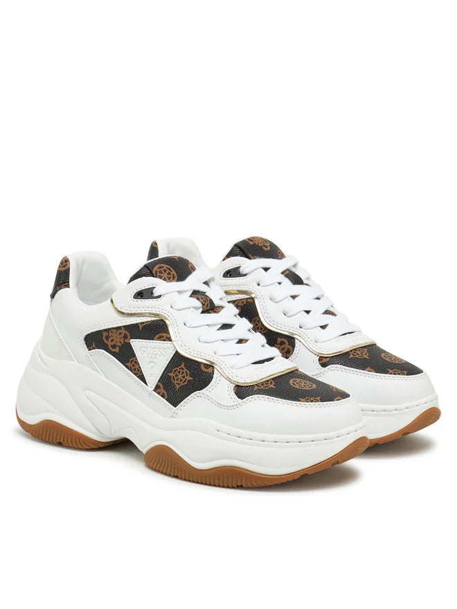 SCARPE GUESS HAPPY WHITE BROWN