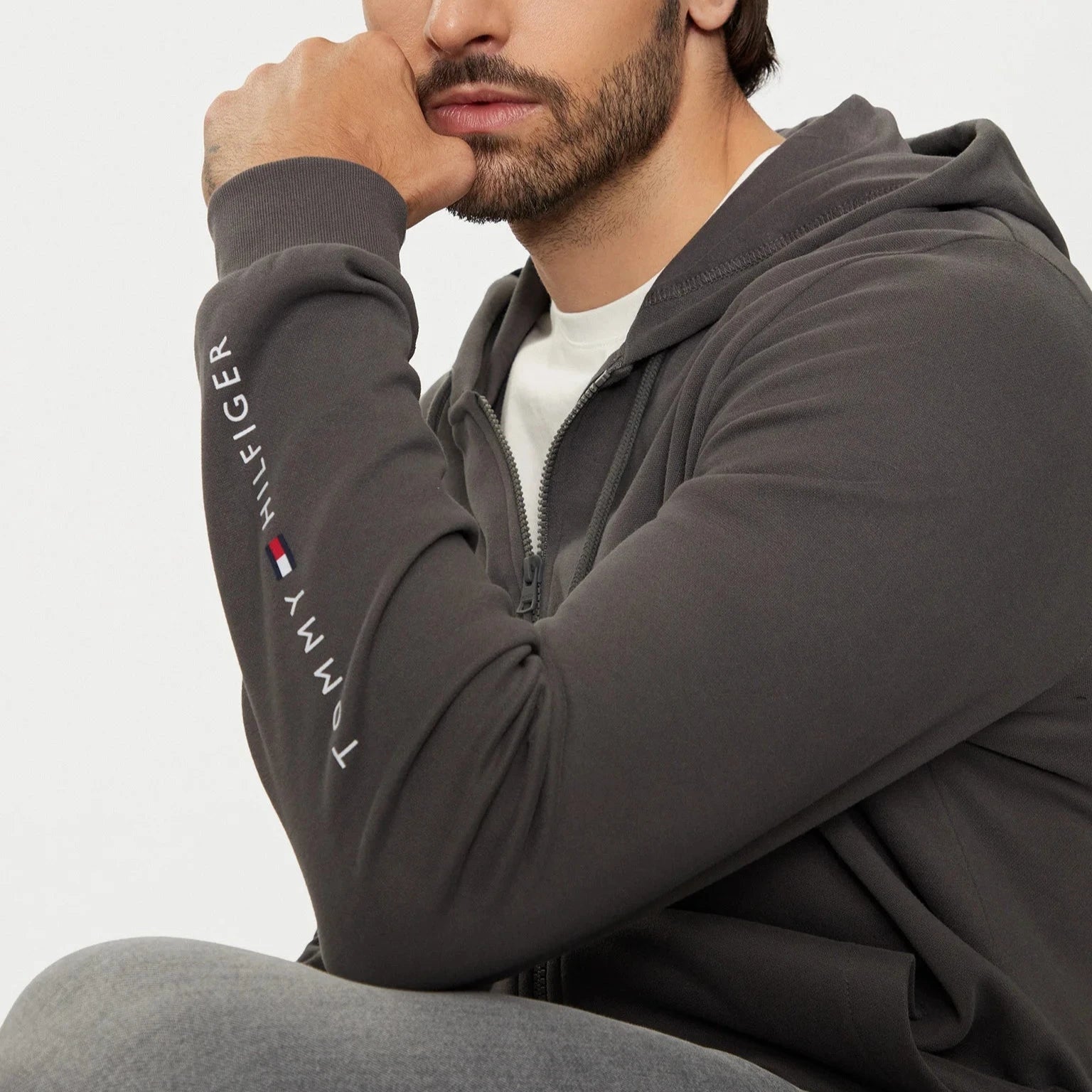 FELPA TOMMY HILFIGER FULLZIP CAPPUCCIO