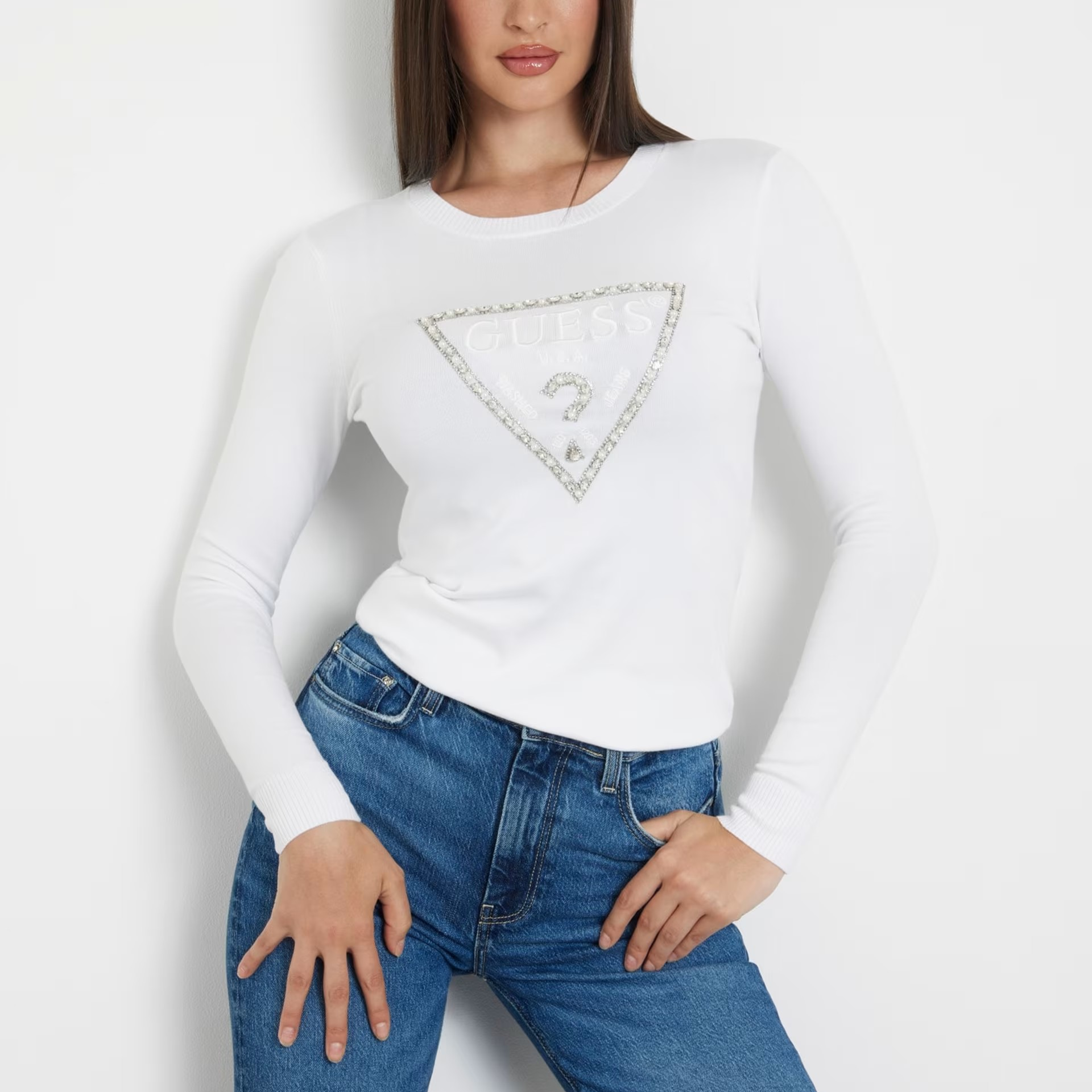 TSHIRT GUESS RYLIE TRIANGLE LOGO ML