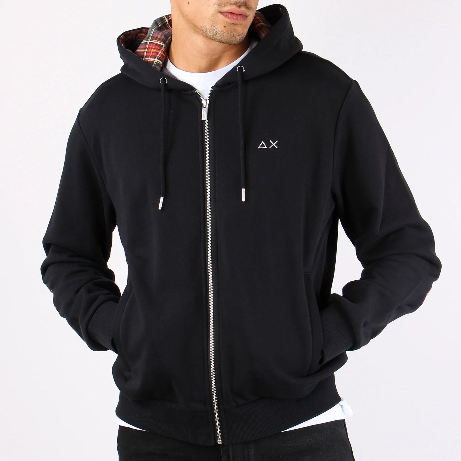 FELPA SUN68 ZIP CONTRAST FABRIC BASIC FLEECE