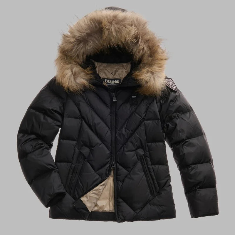 PIUMINO BLAUER ALICIA 3QUARTI IMB. PIUMA CON PELO TRAMA SLIM