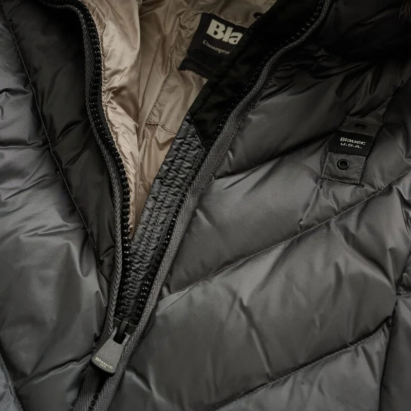 PIUMINO LUNGO BLAUER ALTHEA IMB. PIUMA CON PELO TRAMA SLIM