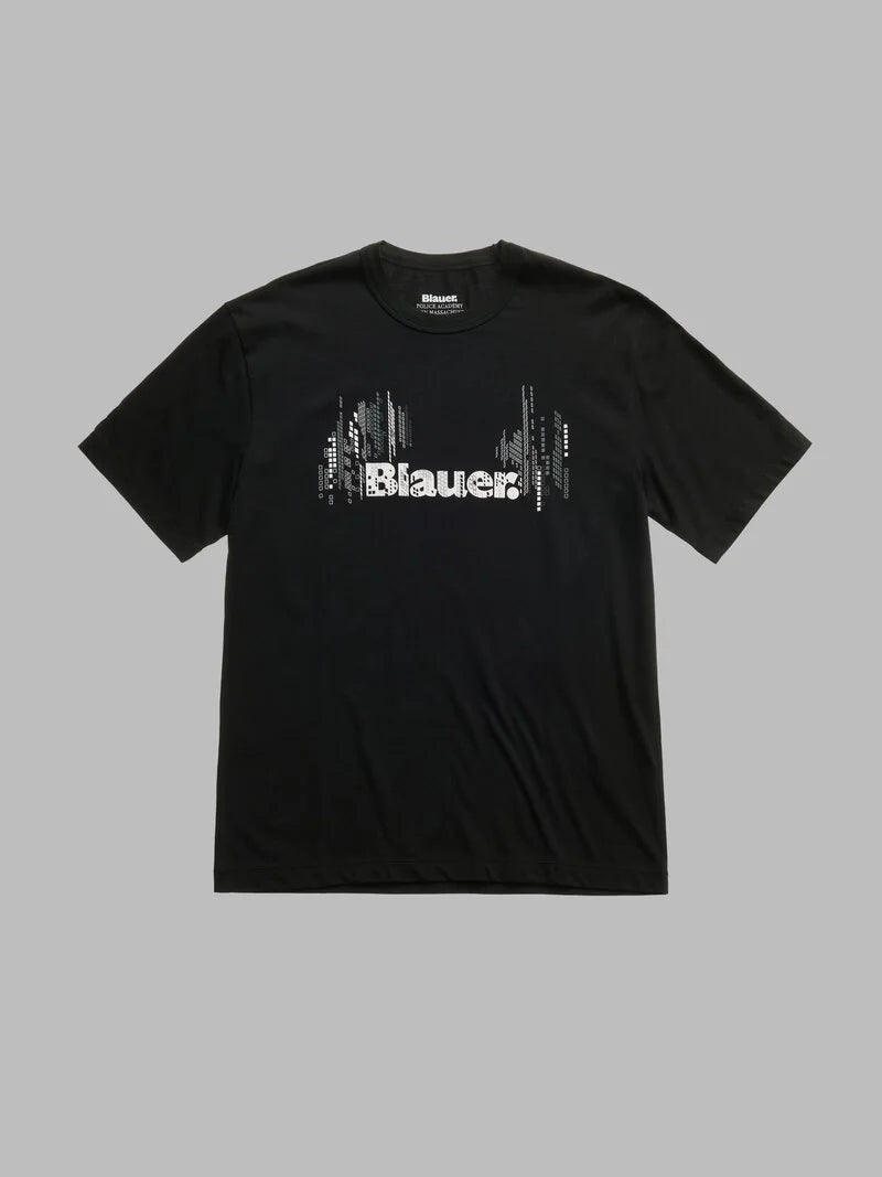 TSHIRT BLAUER TOWN LOGO FRONTALE EFFETTI