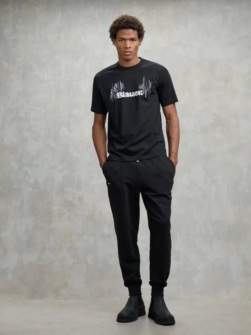 TSHIRT BLAUER TOWN LOGO FRONTALE EFFETTI