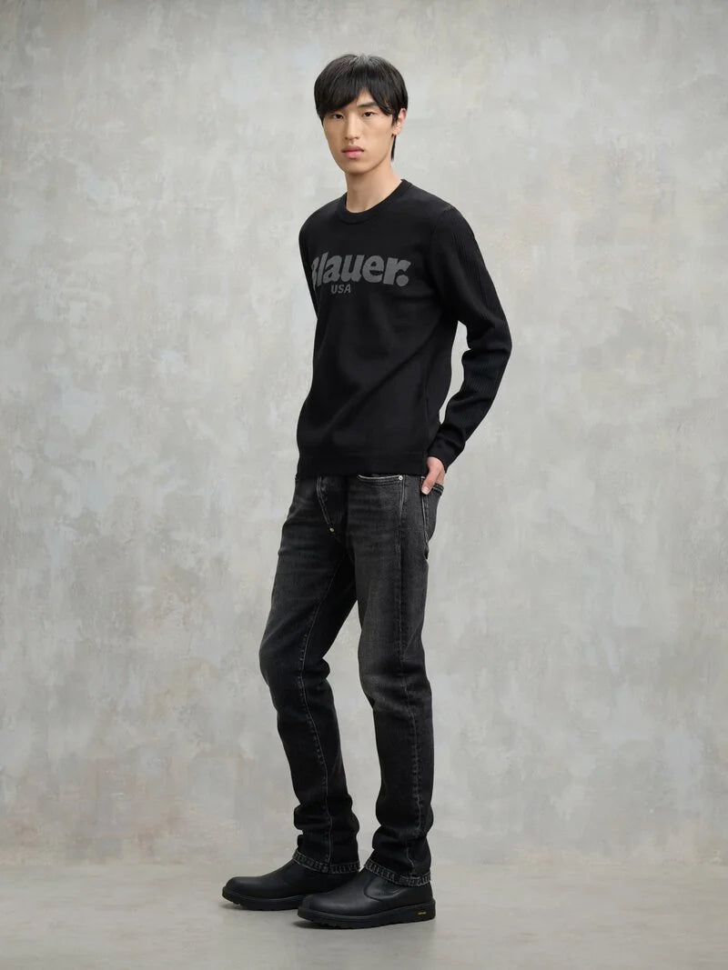 FELPA BLAUER ALLEYNE GIROCOLLO LOGO