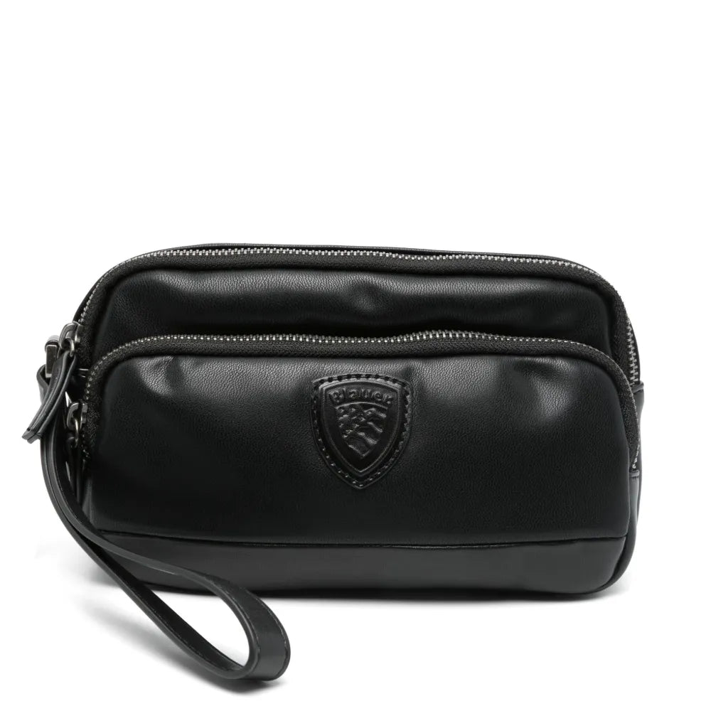 POCHETTE BLAUER CLUTCH A MANO FIFTH PELLE CORDURA 12X21X5