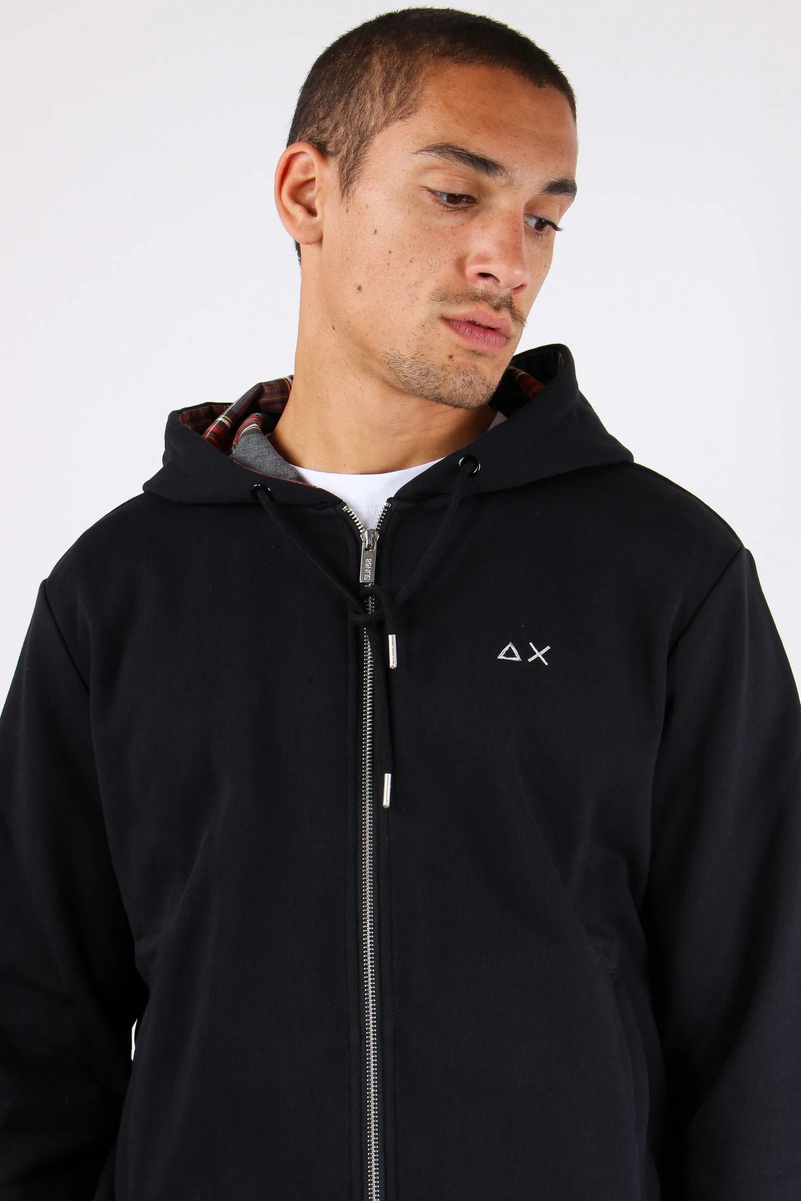 FELPA SUN68 ZIP CONTRAST FABRIC BASIC FLEECE