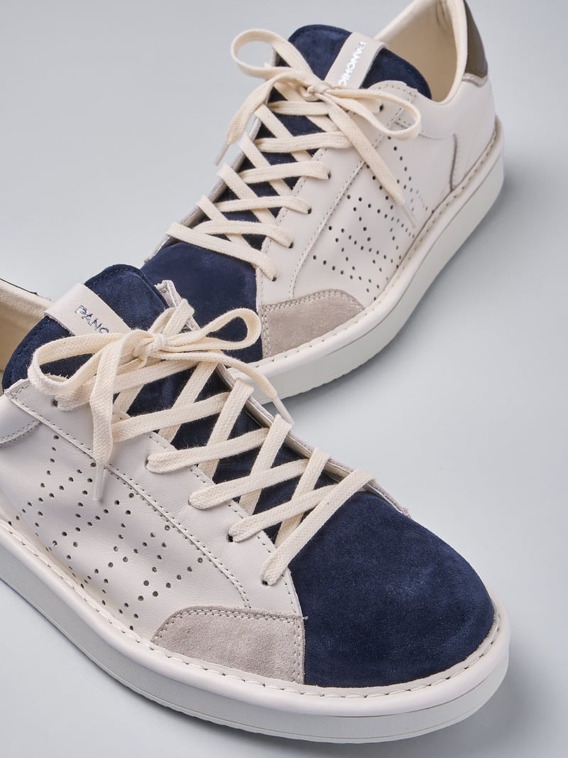 SCARPE PANCHIC P01 LACE-UP LEATHER SUEDE BIANCO BLU FOG