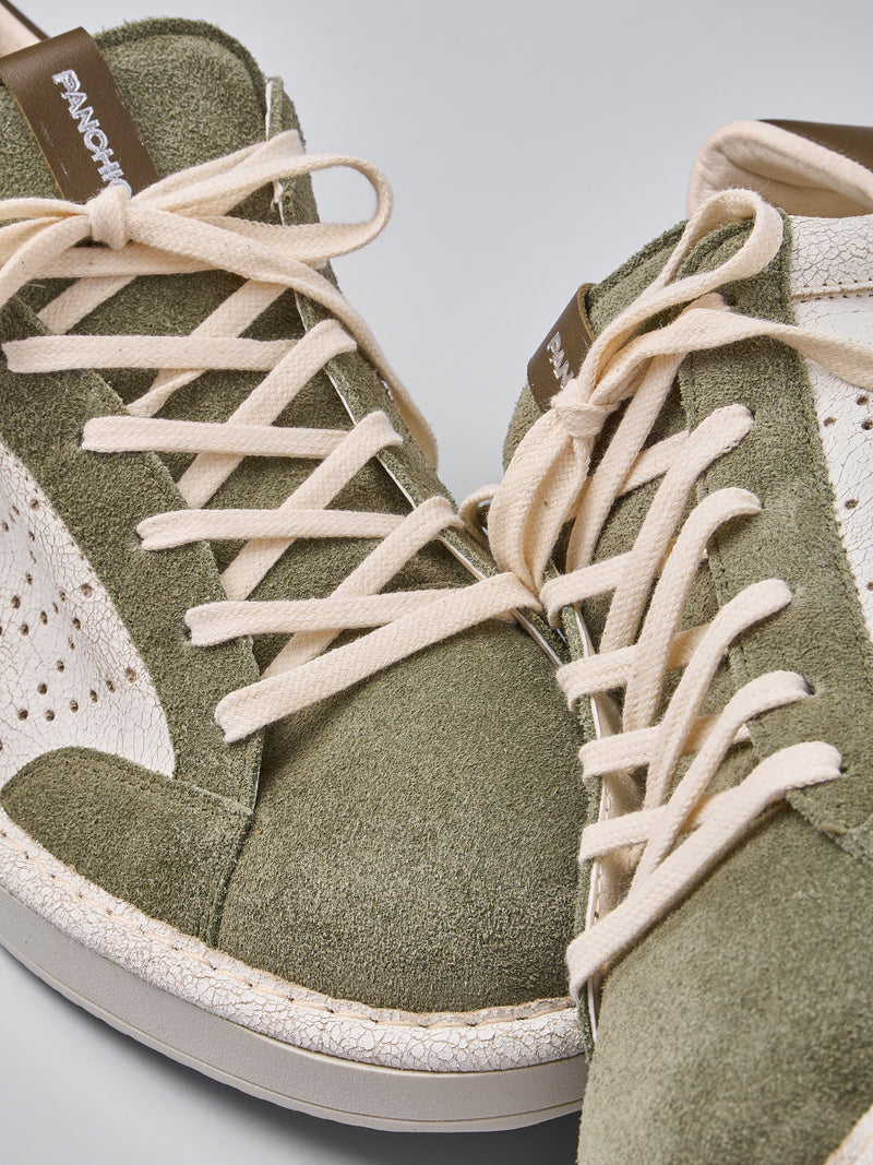 SCARPE PANCHIC P01 LACE-UP CRACKED MATT SUEDE IVORY MILITARE