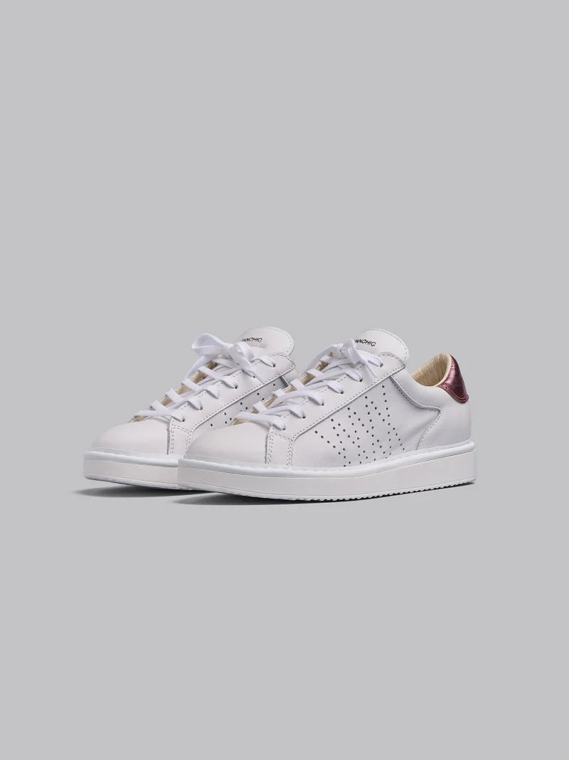 SCARPE PANCHIC P01 LACE-UP LEATHER MIRRORED WHITE ROSE