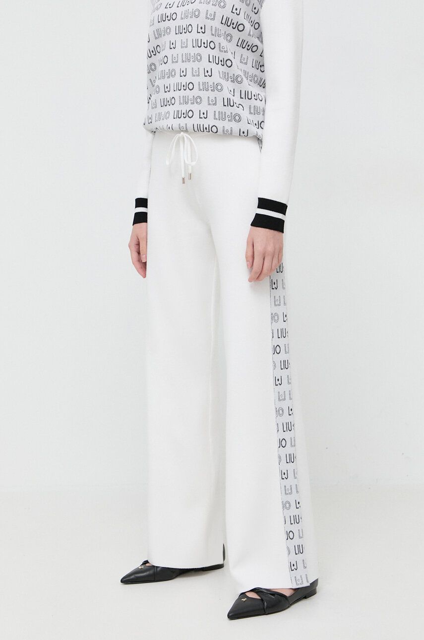 PANTALONE LIUJO IN MAGLIA A PALAZZO LOGO LATERALE