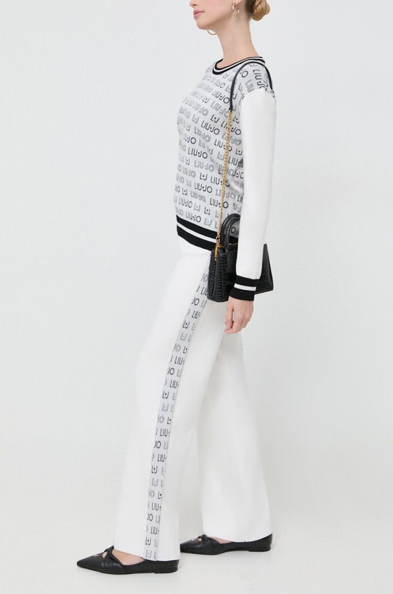 PANTALONE LIUJO IN MAGLIA A PALAZZO LOGO LATERALE