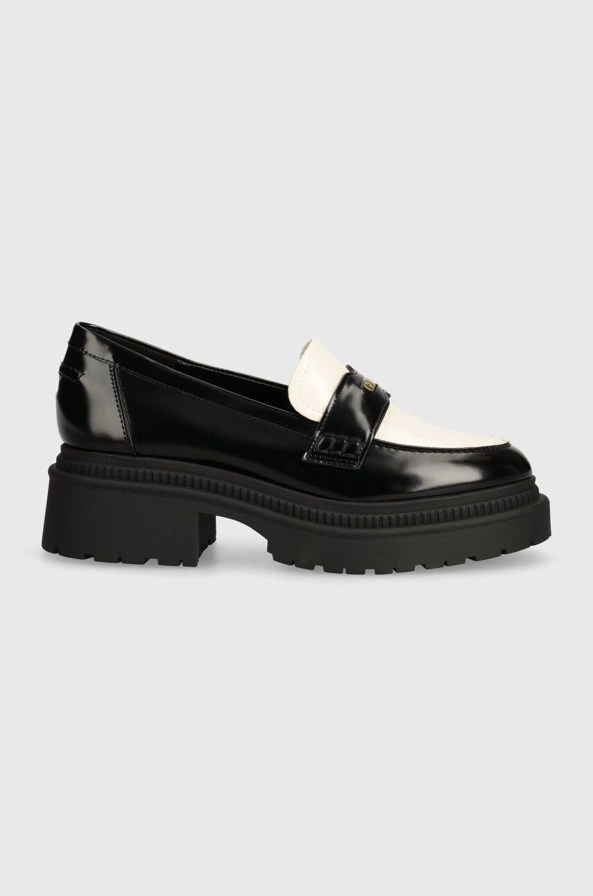 MOCASSINO GUESS FINDA 2 PELLE NERO BIANCO
