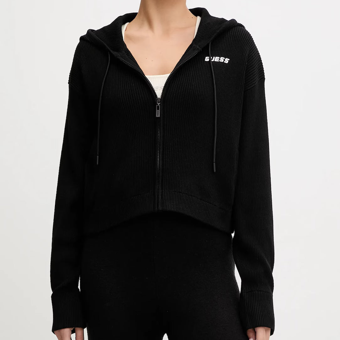 FELPA GUESS FLAMINIA RIBBED ZIP CON CAPP