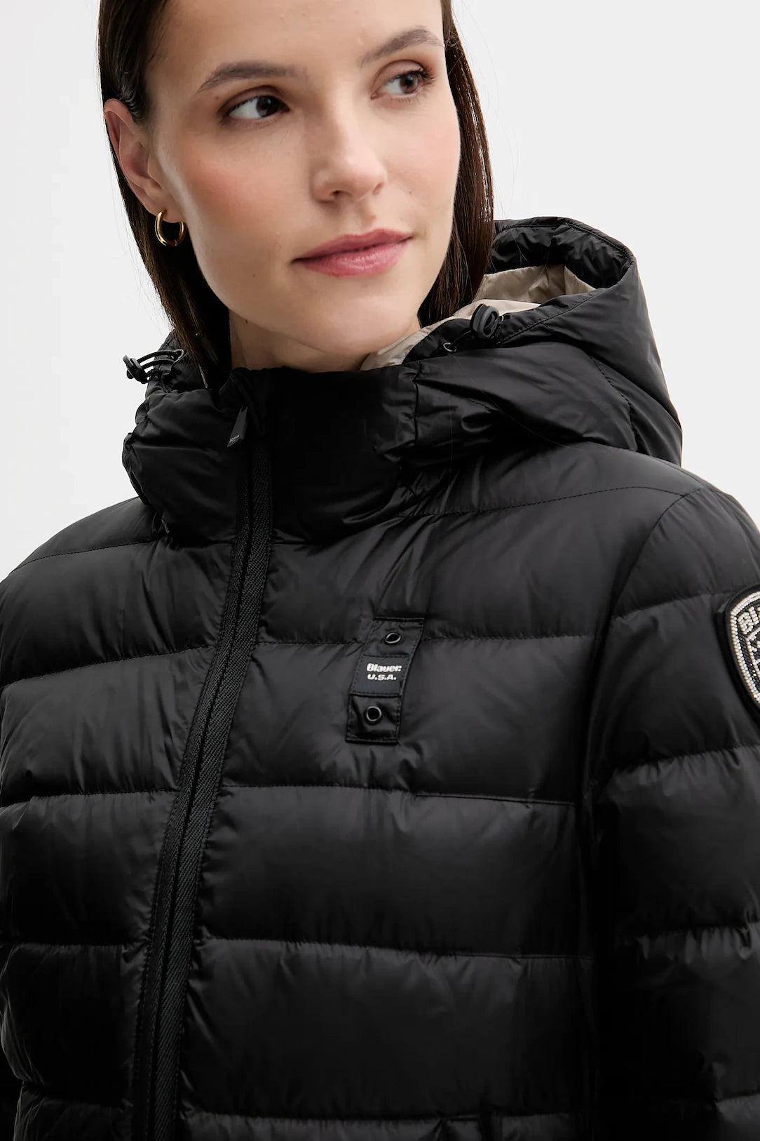 PIUMINO LUNGO BLAUER AGNES INT. PIUMA LOGO STRASS