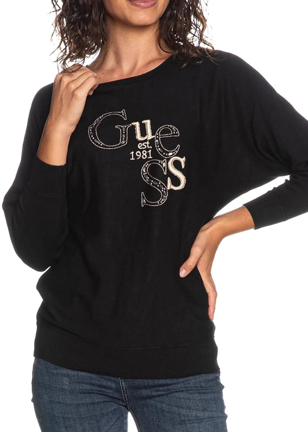MAXIMAGLIA GUESS KASSIDY LOGO MANICA A PIPISTRELLO