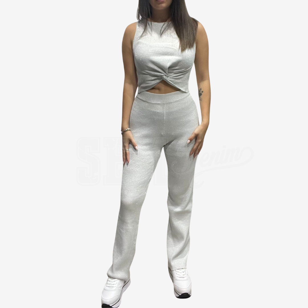 COORDINATO SEM CLOTILDE TOP SMANICATO + PANTALONE IN MAGLIA