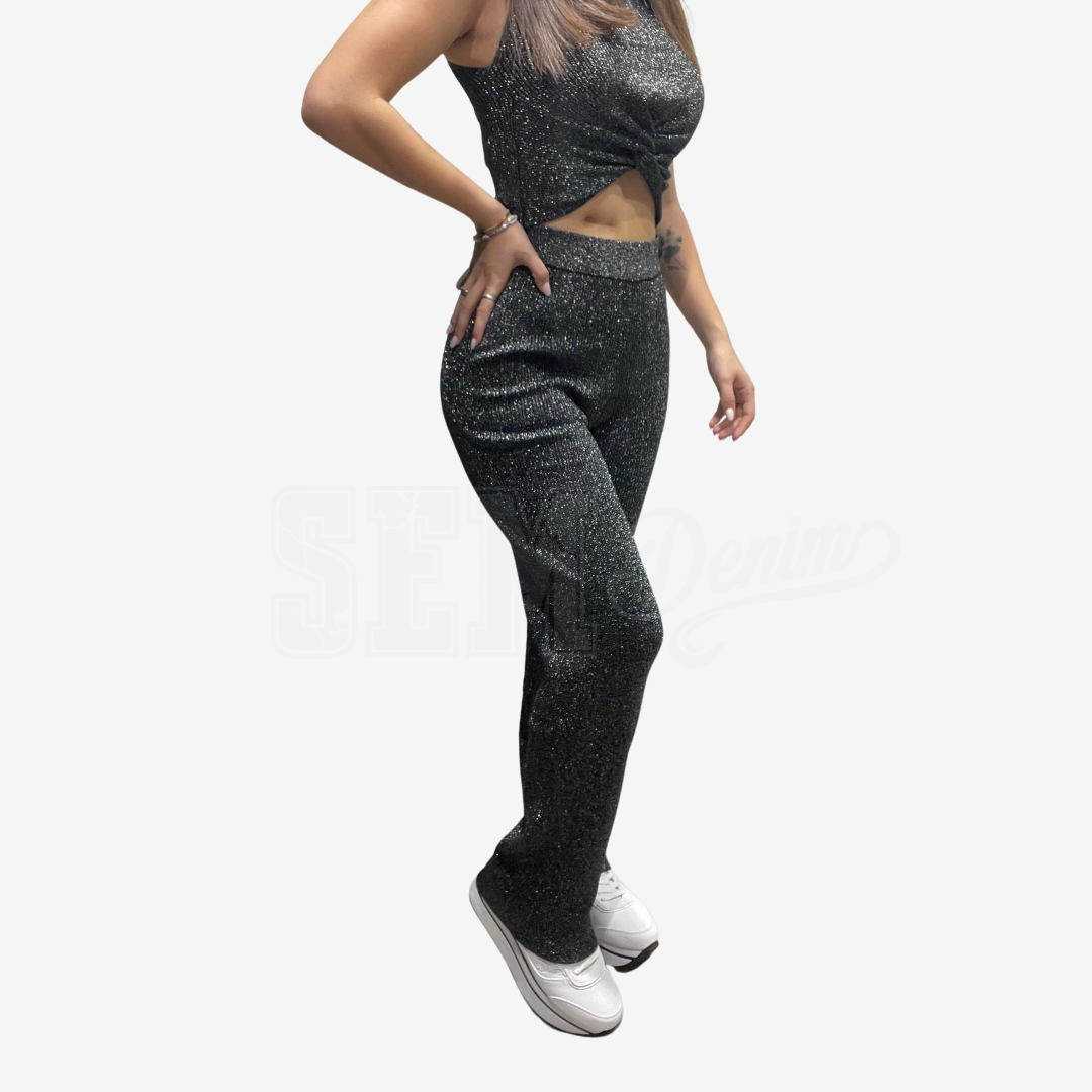 COORDINATO SEM CLOTILDE TOP SMANICATO + PANTALONE IN MAGLIA