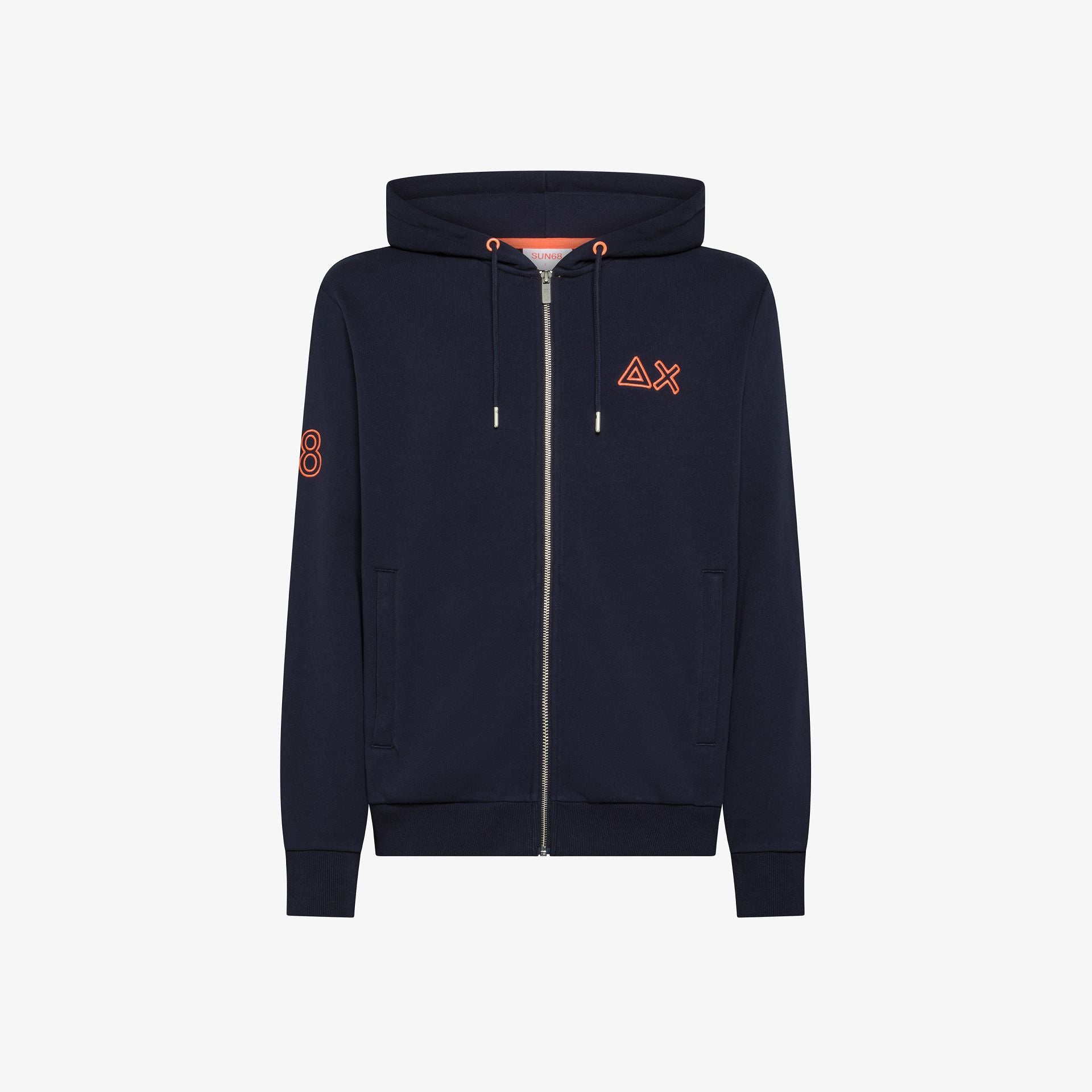 FELPA SUN68 ZIP CAPPUCCIO BIG LOGO FLUO FLEECE