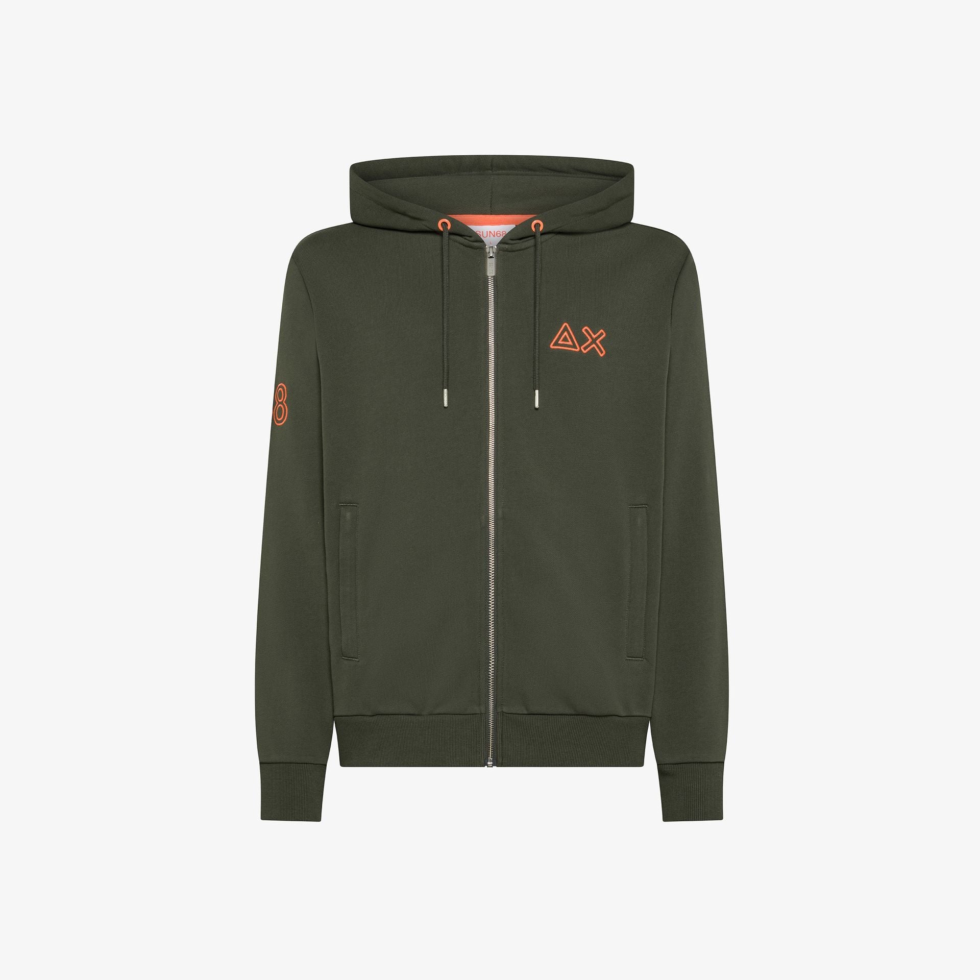 FELPA SUN68 ZIP CAPPUCCIO BIG LOGO FLUO FLEECE