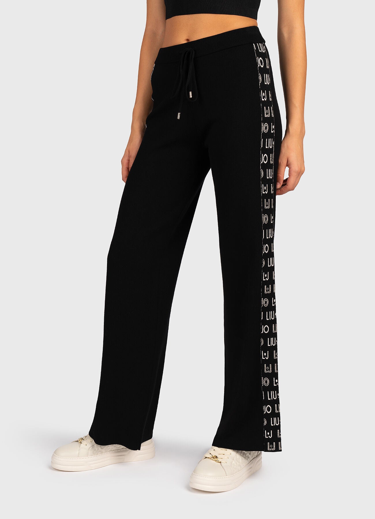 PANTALONE LIUJO IN MAGLIA A PALAZZO LOGO LATERALE