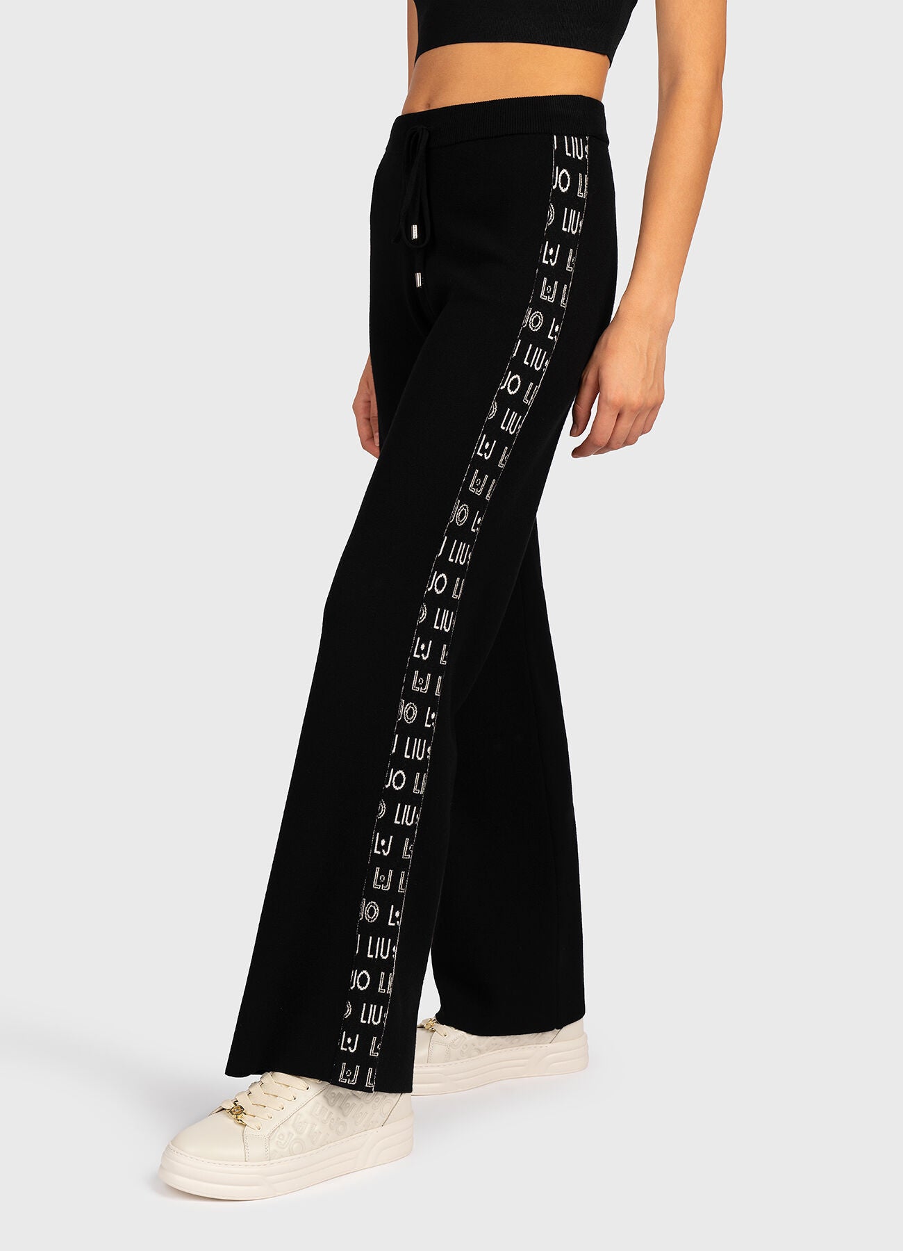 PANTALONE LIUJO IN MAGLIA A PALAZZO LOGO LATERALE
