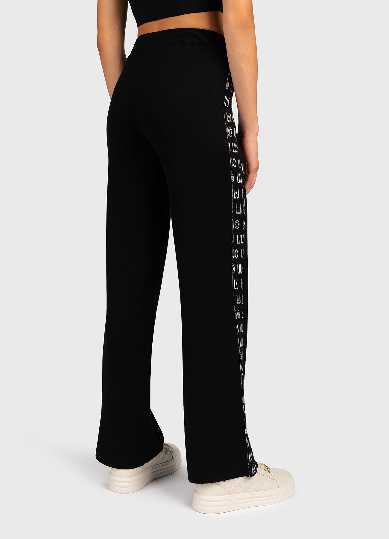 PANTALONE LIUJO IN MAGLIA A PALAZZO LOGO LATERALE