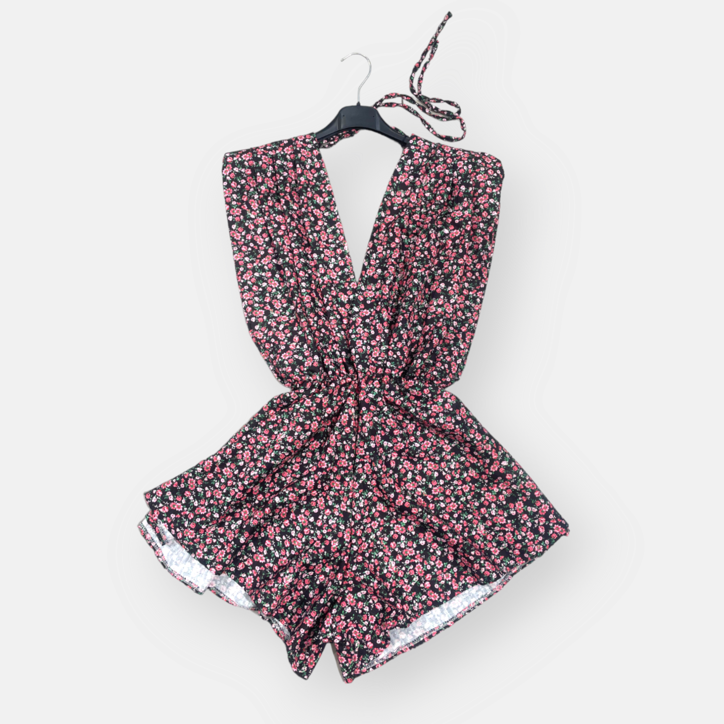 JUMPSUIT SEM IANA CORTO SCOLLO F/R FIORATO CON SPALLINE
