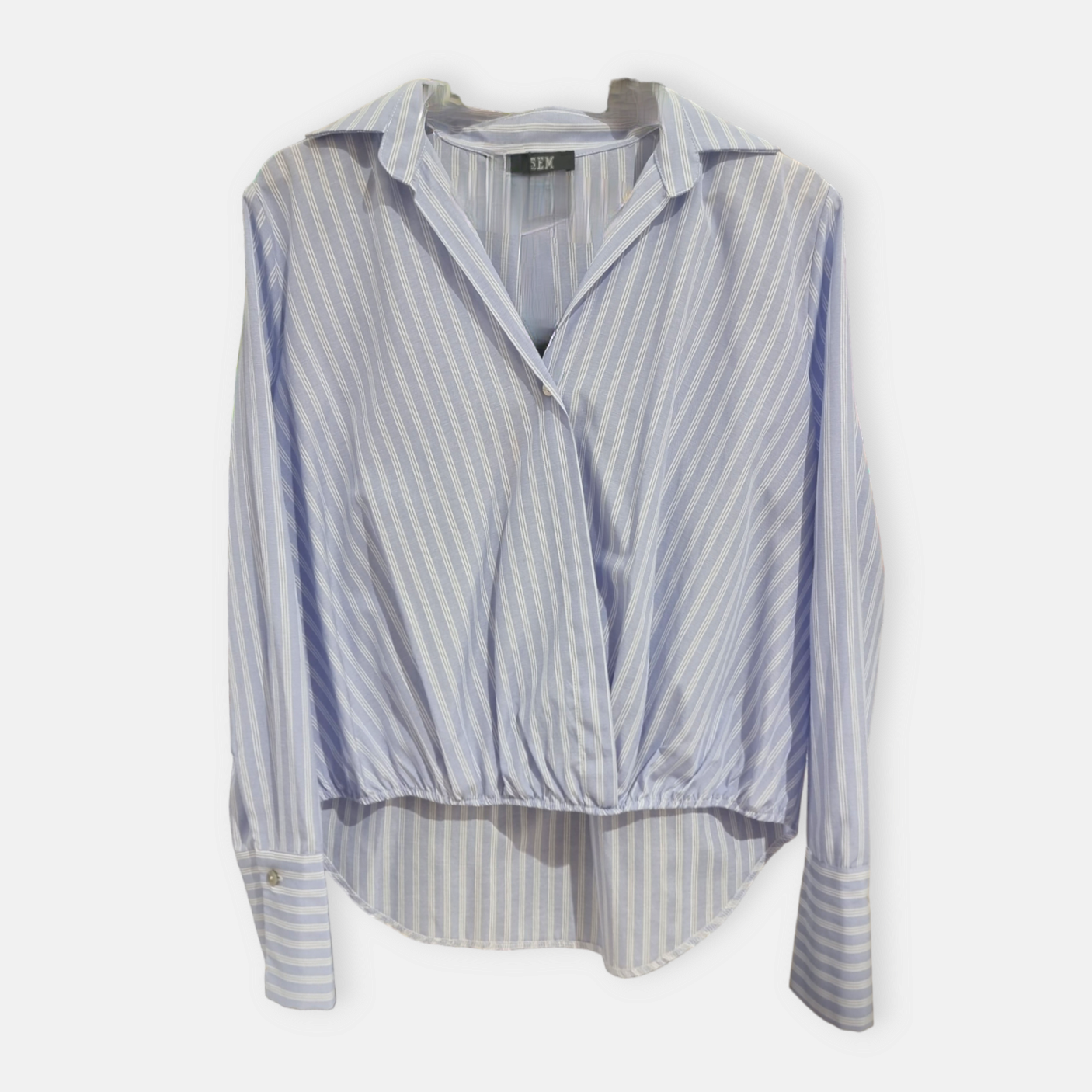CAMICIA SEM ANDRA  BACCHETTATA CON ELASTICO E DIETRO LUNGO