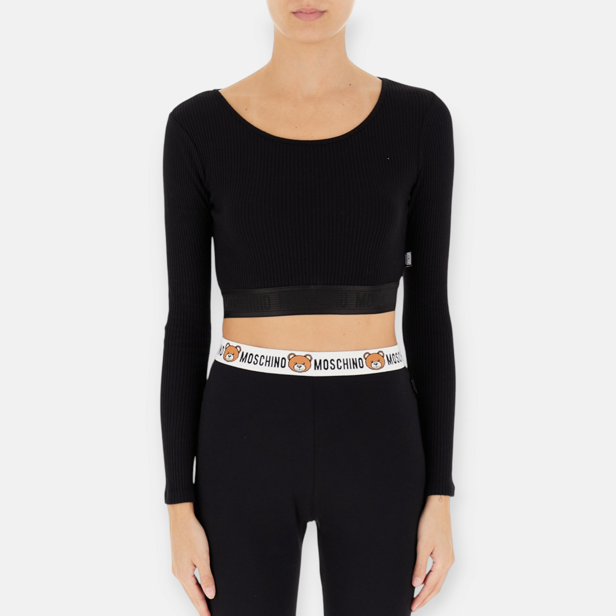 TSHIRT MOSCHINO CROP ML RIB BANDA