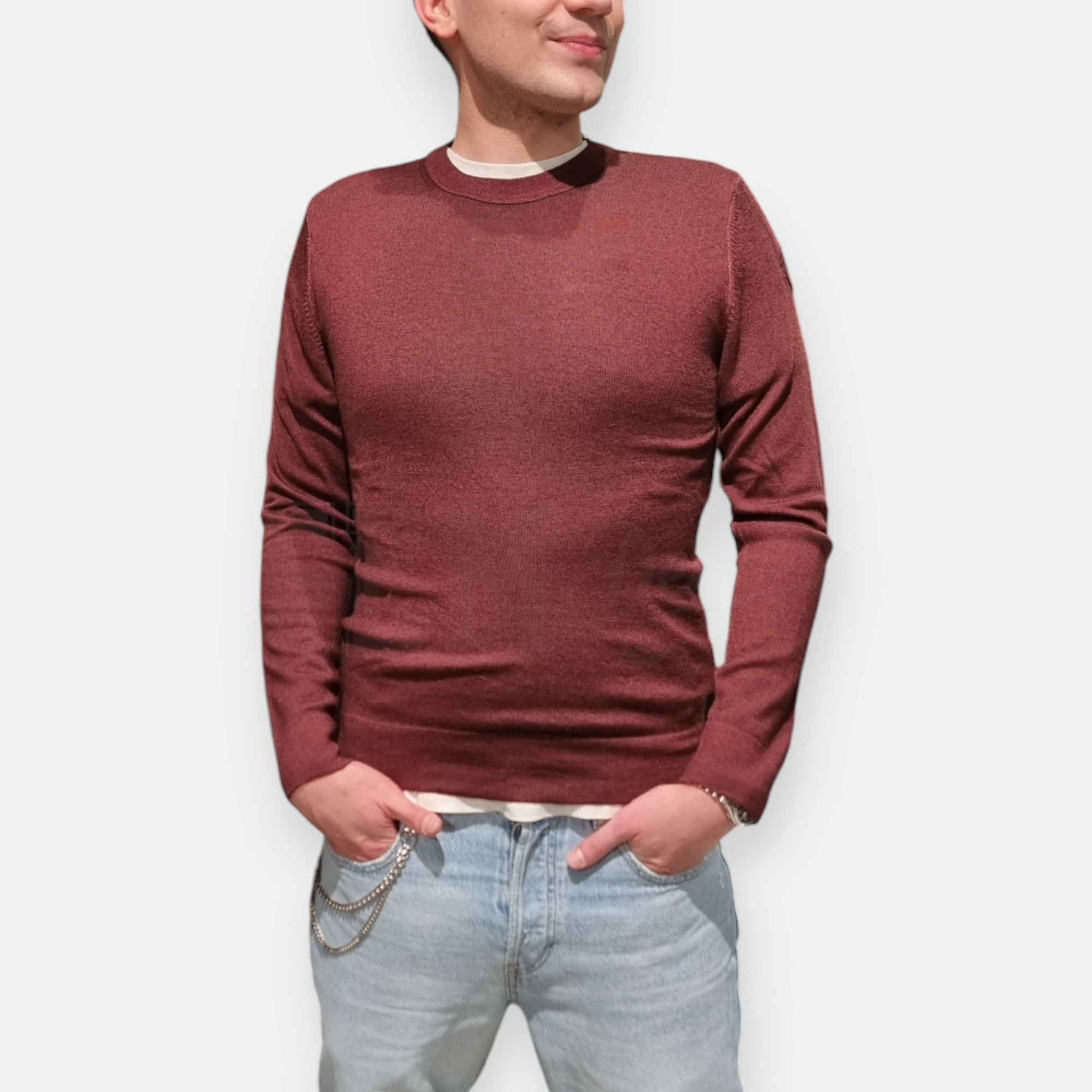 MAGLIA BLAUER GIROCOLLO TINTO IN CAPO