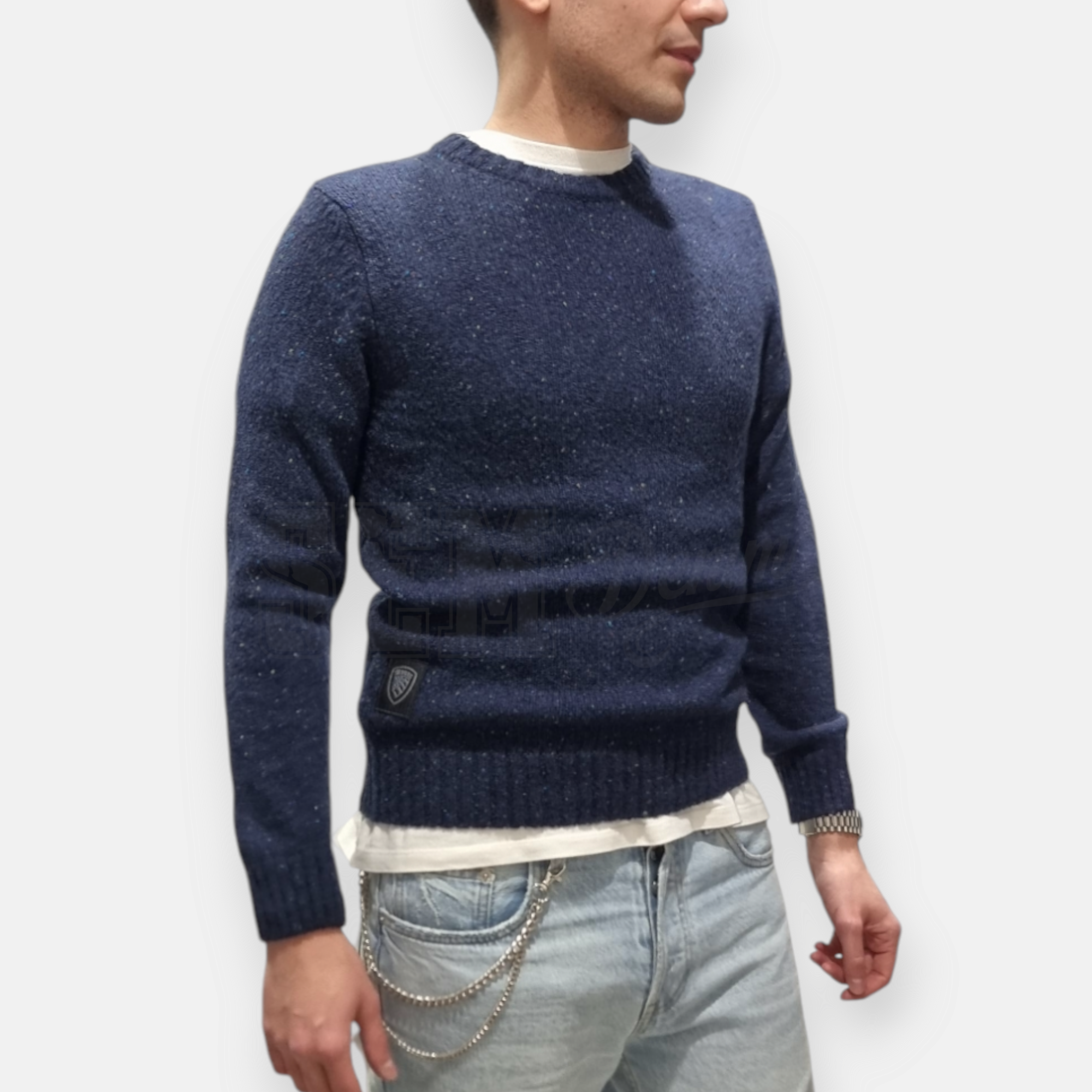 MAGLIA BLAUER GIROCOLLO MOULINE EFF. MELANGE