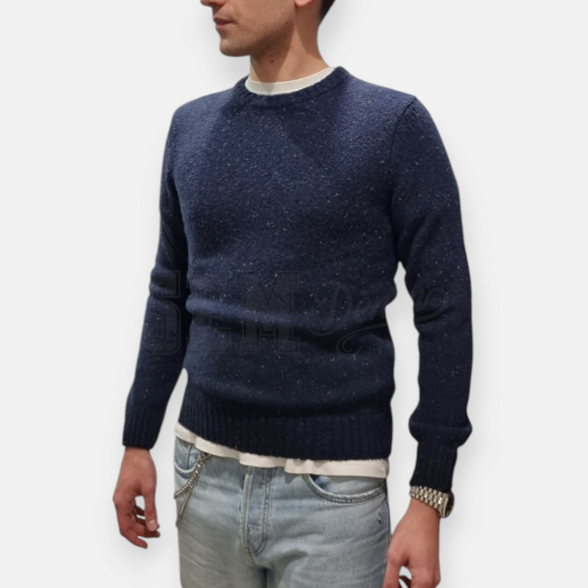 MAGLIA BLAUER GIROCOLLO MOULINE EFF. MELANGE