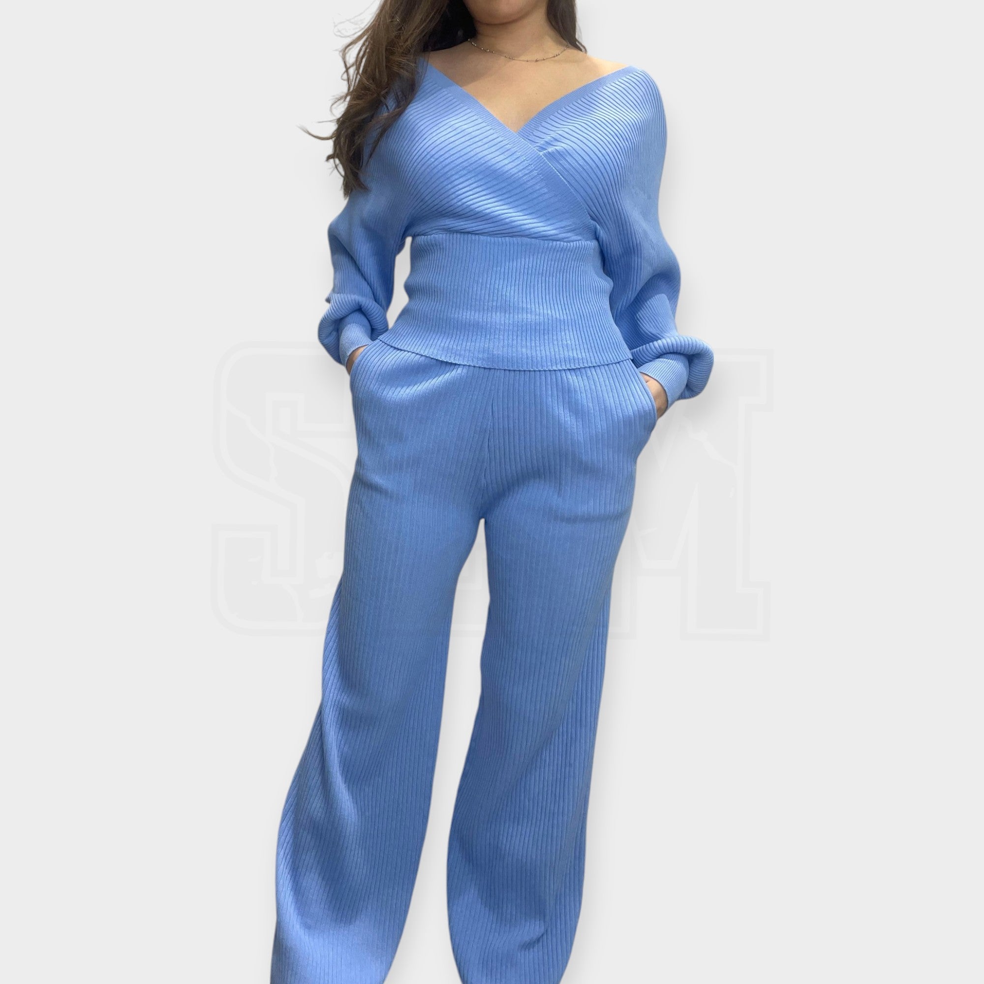 COORDINATO SEM N TESS. MAGLIA: PANT PALAZZO + MAGL BAT CROP
