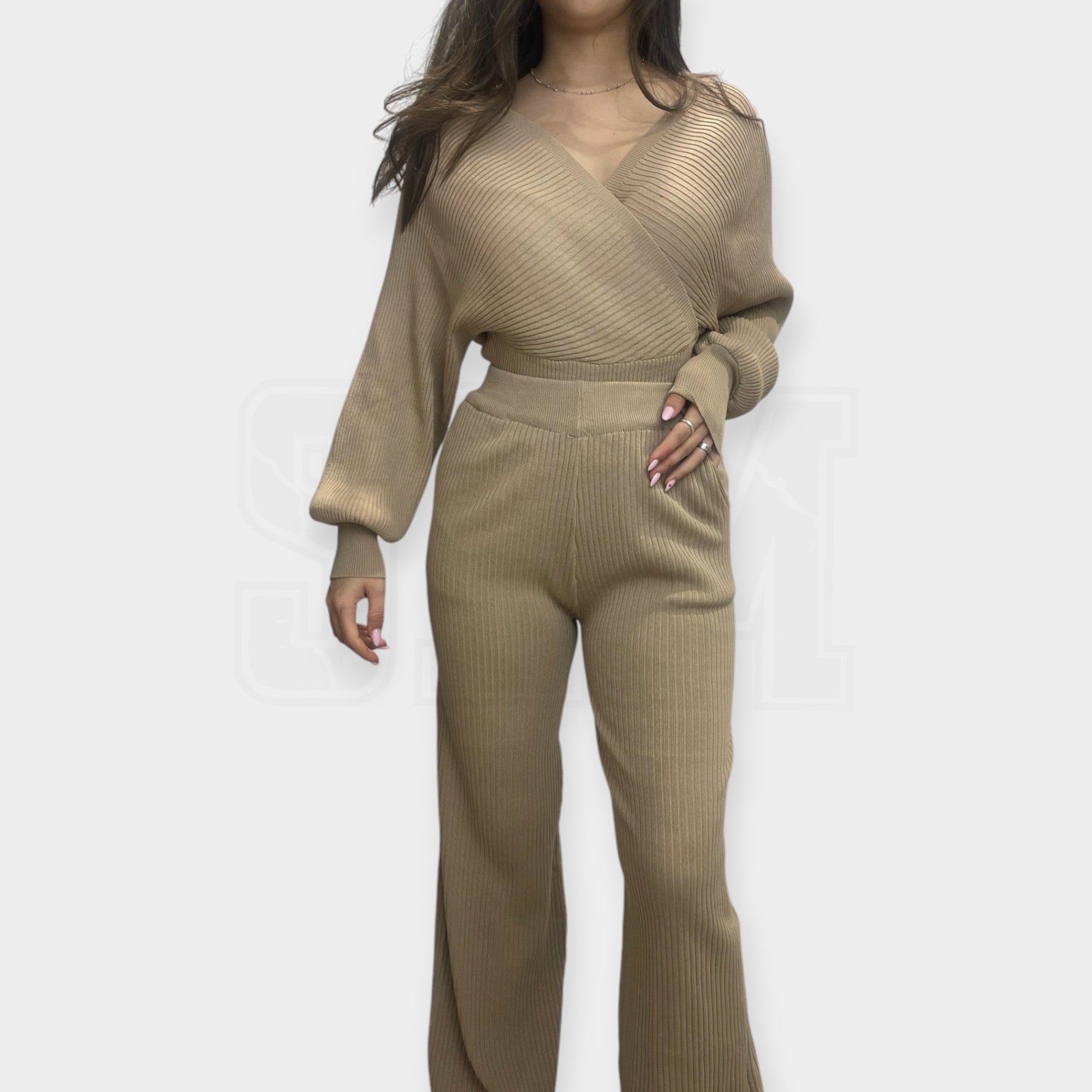 COORDINATO SEM N TESS. MAGLIA: PANT PALAZZO + MAGL BAT CROP